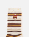 EP YAYING Days of the Week Puppy Embroidered Striped Mid-Calf Candy Socks