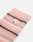 EP YAYING Days of the Week Puppy Embroidered Striped Mid-Calf Candy Socks