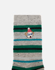 EP YAYING Days of the Week Puppy Embroidered Striped Mid-Calf Candy Socks