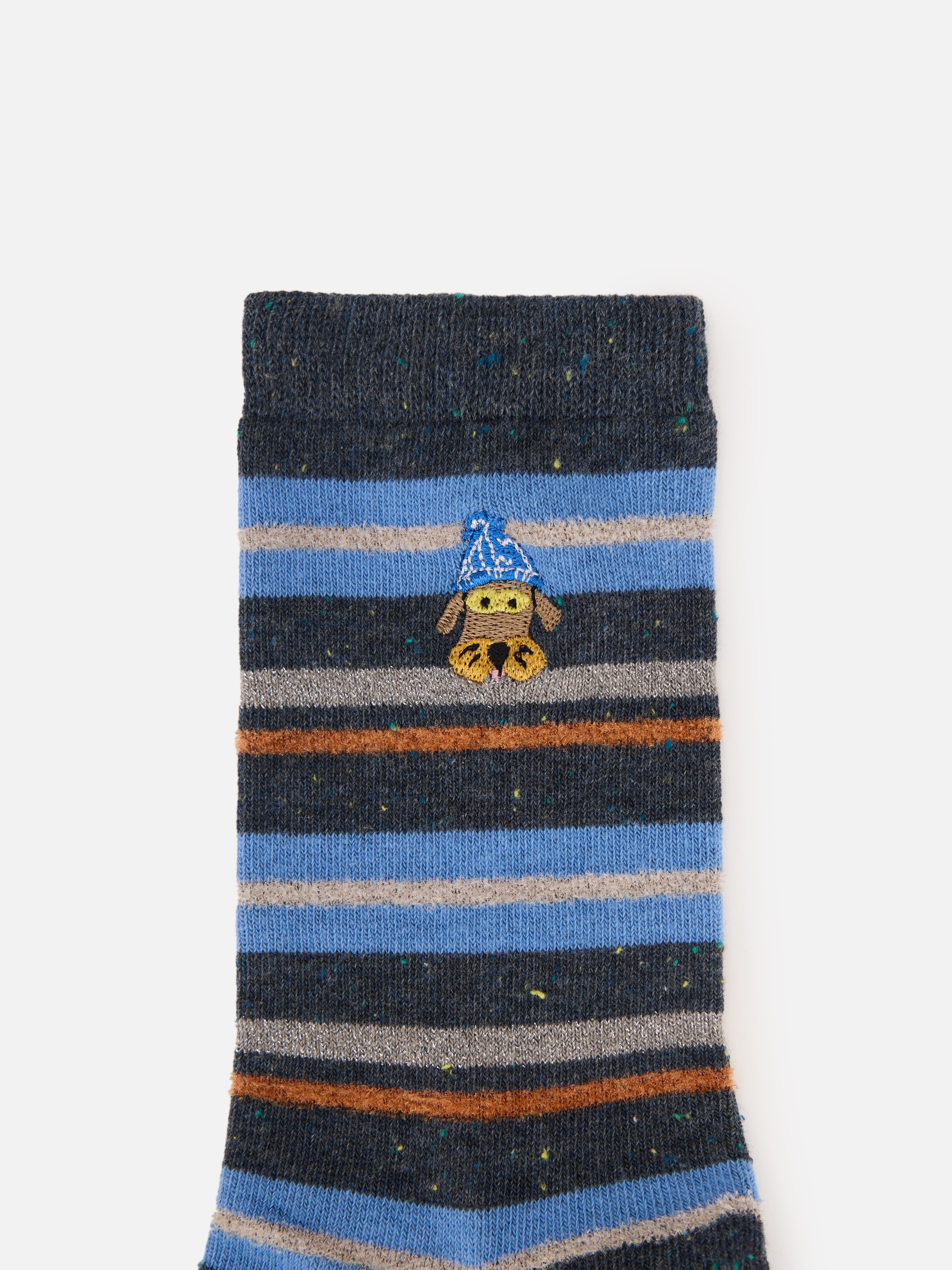 EP YAYING Days of the Week Puppy Embroidered Striped Mid-Calf Candy Socks