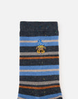 EP YAYING Days of the Week Puppy Embroidered Striped Mid-Calf Candy Socks