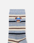 EP YAYING Days of the Week Puppy Embroidered Striped Mid-Calf Candy Socks