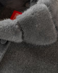 YAYING Charcoal Belted Long Coat with Faux-Fur Collar