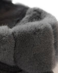 YAYING Charcoal Belted Long Coat with Faux-Fur Collar