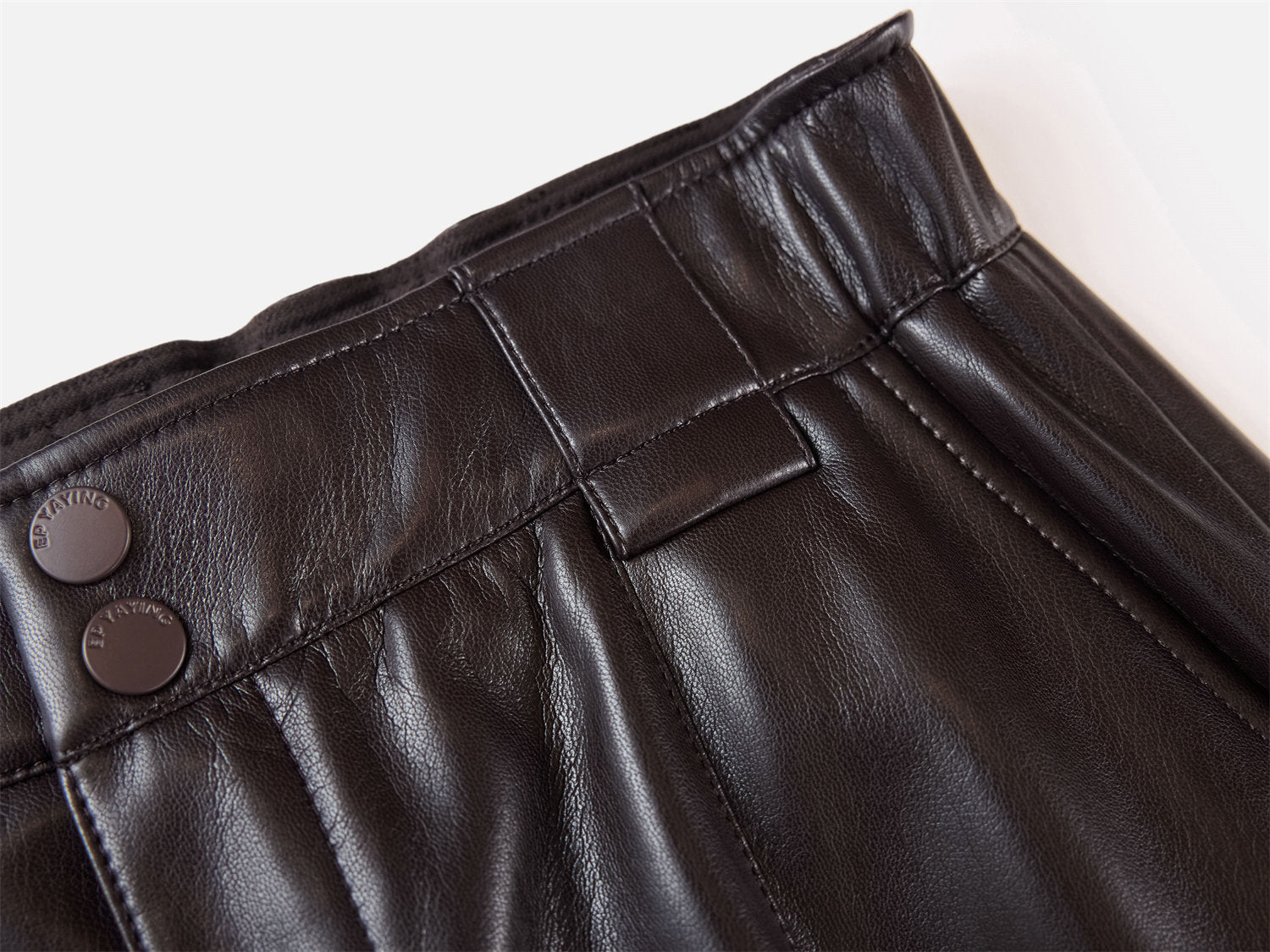 EP YAYING Cream Leather Cargo Pants