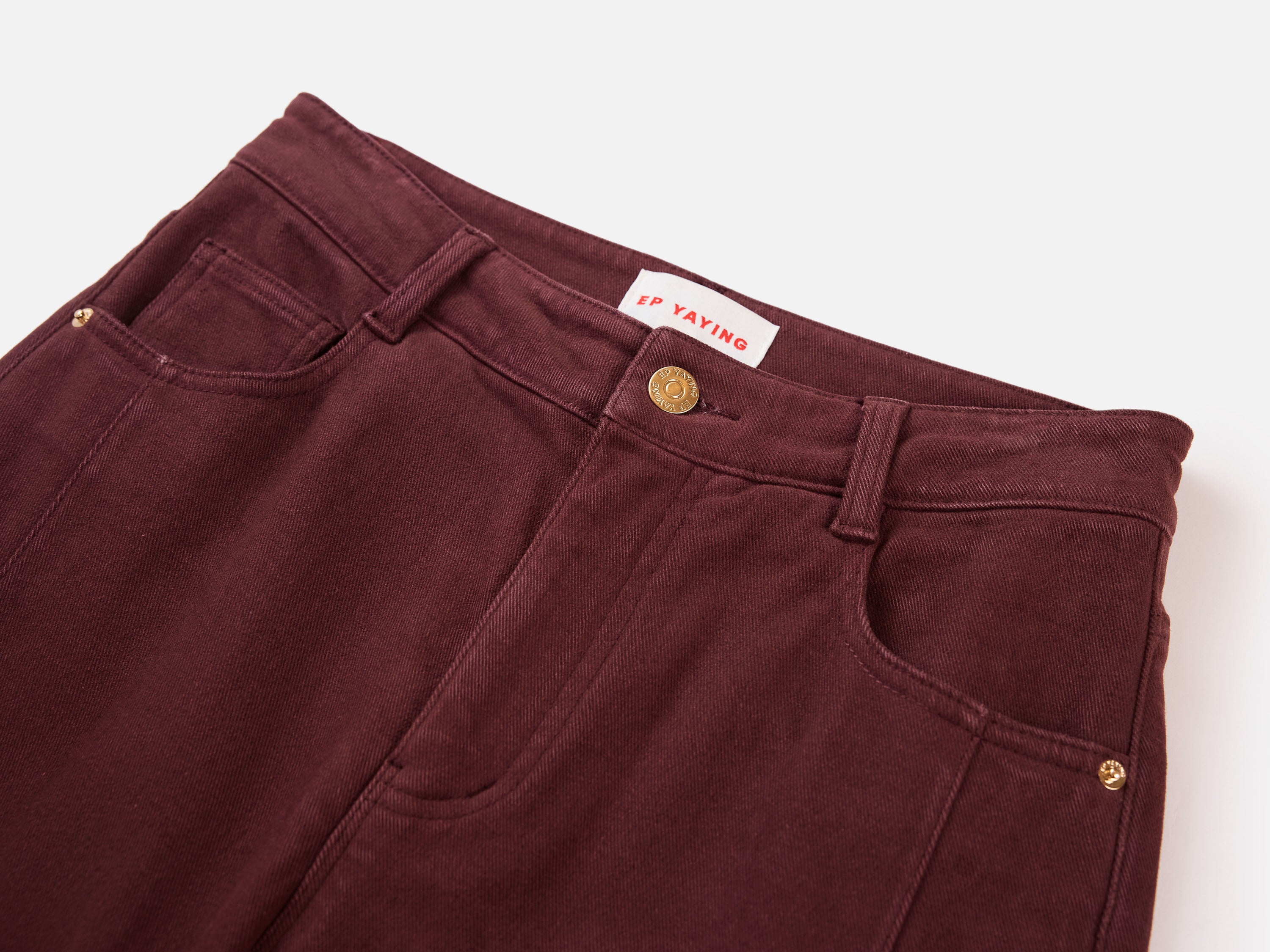 EP YAYING Burgundy Slim Fit Pants