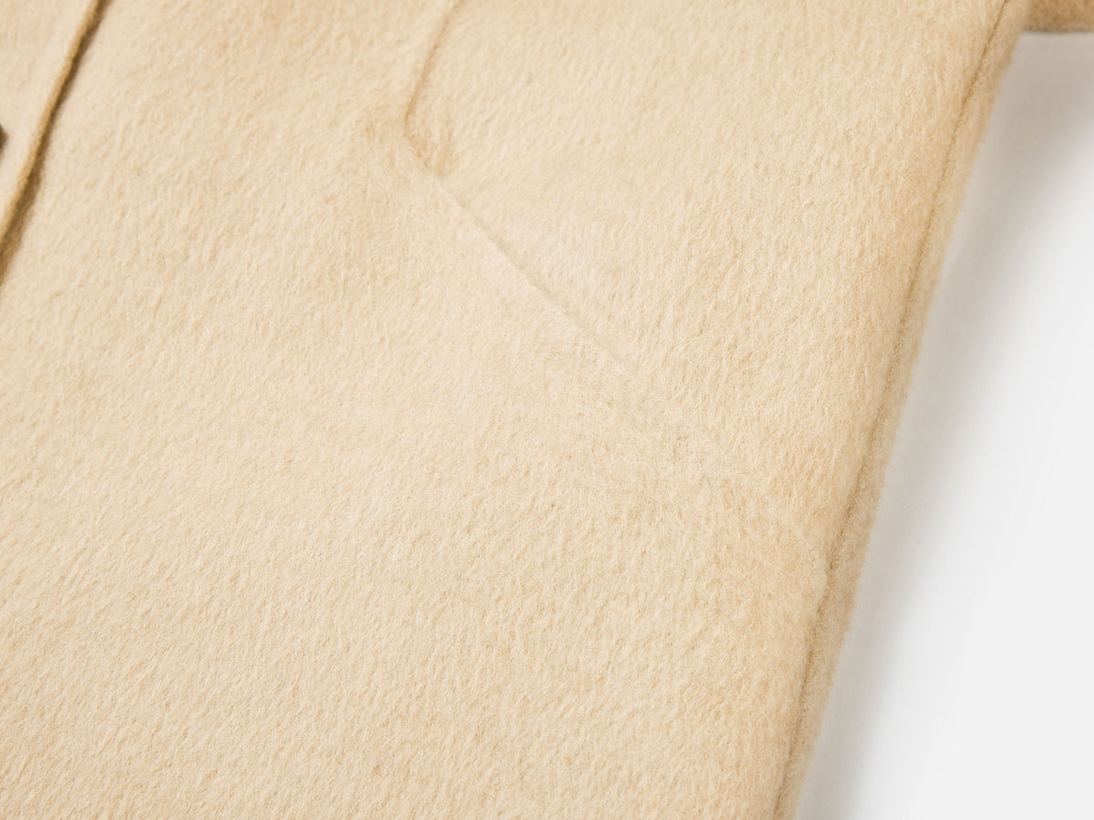 EP YAYING Camel Wool Old-Money Relaxed Mid-Length Coat