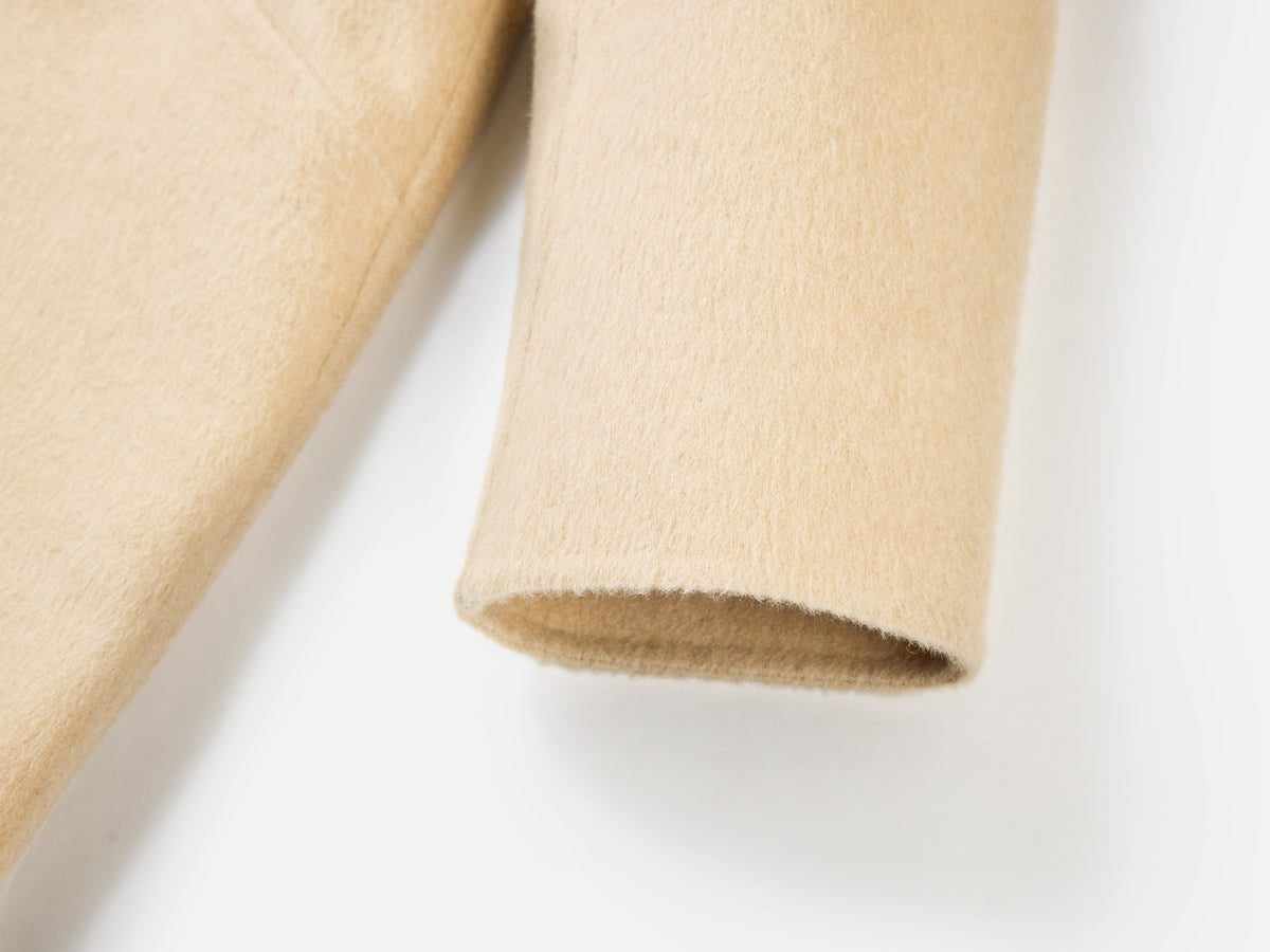 EP YAYING Camel Wool Old-Money Relaxed Mid-Length Coat