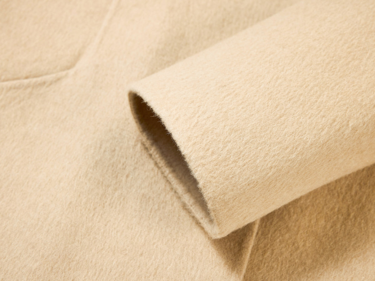 EP YAYING Camel Wool Old-Money Relaxed Mid-Length Coat