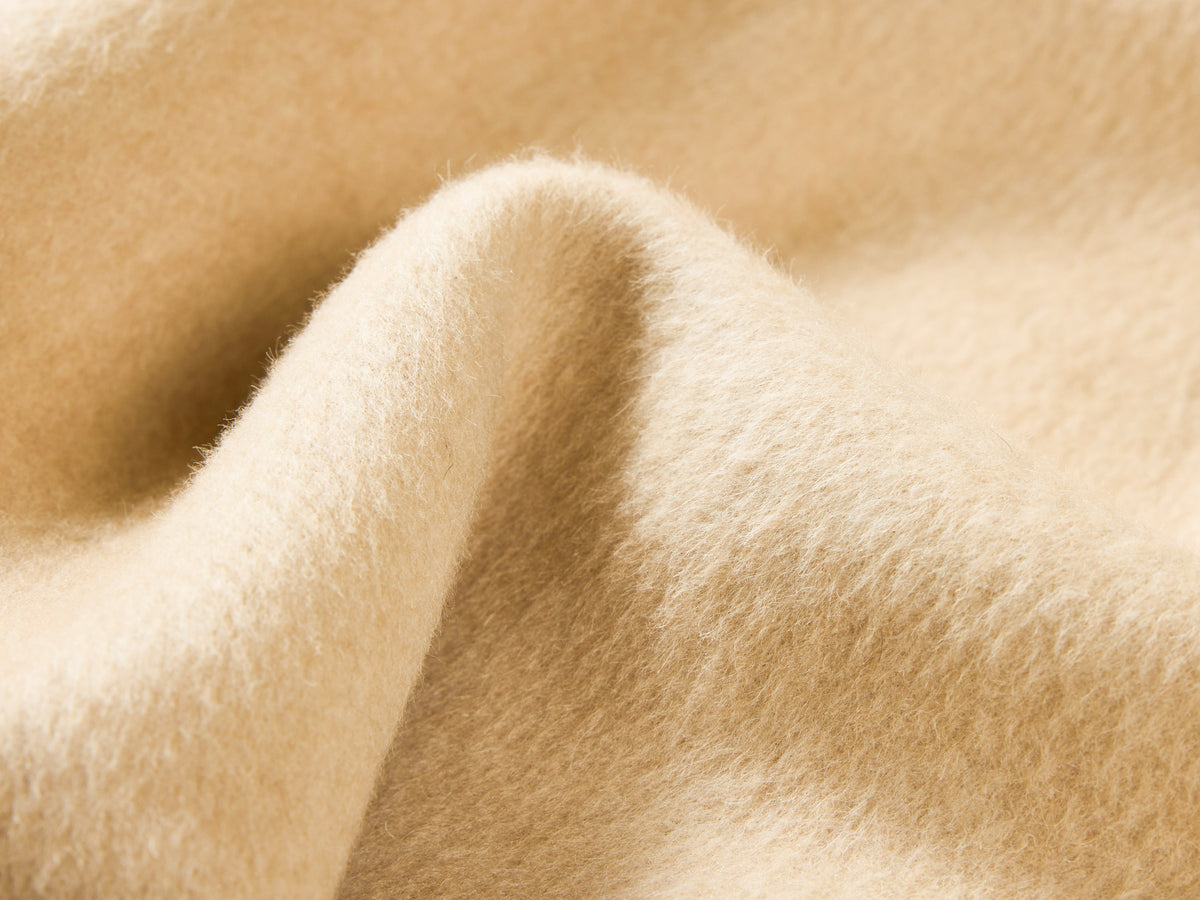 EP YAYING Camel Wool Old-Money Relaxed Mid-Length Coat