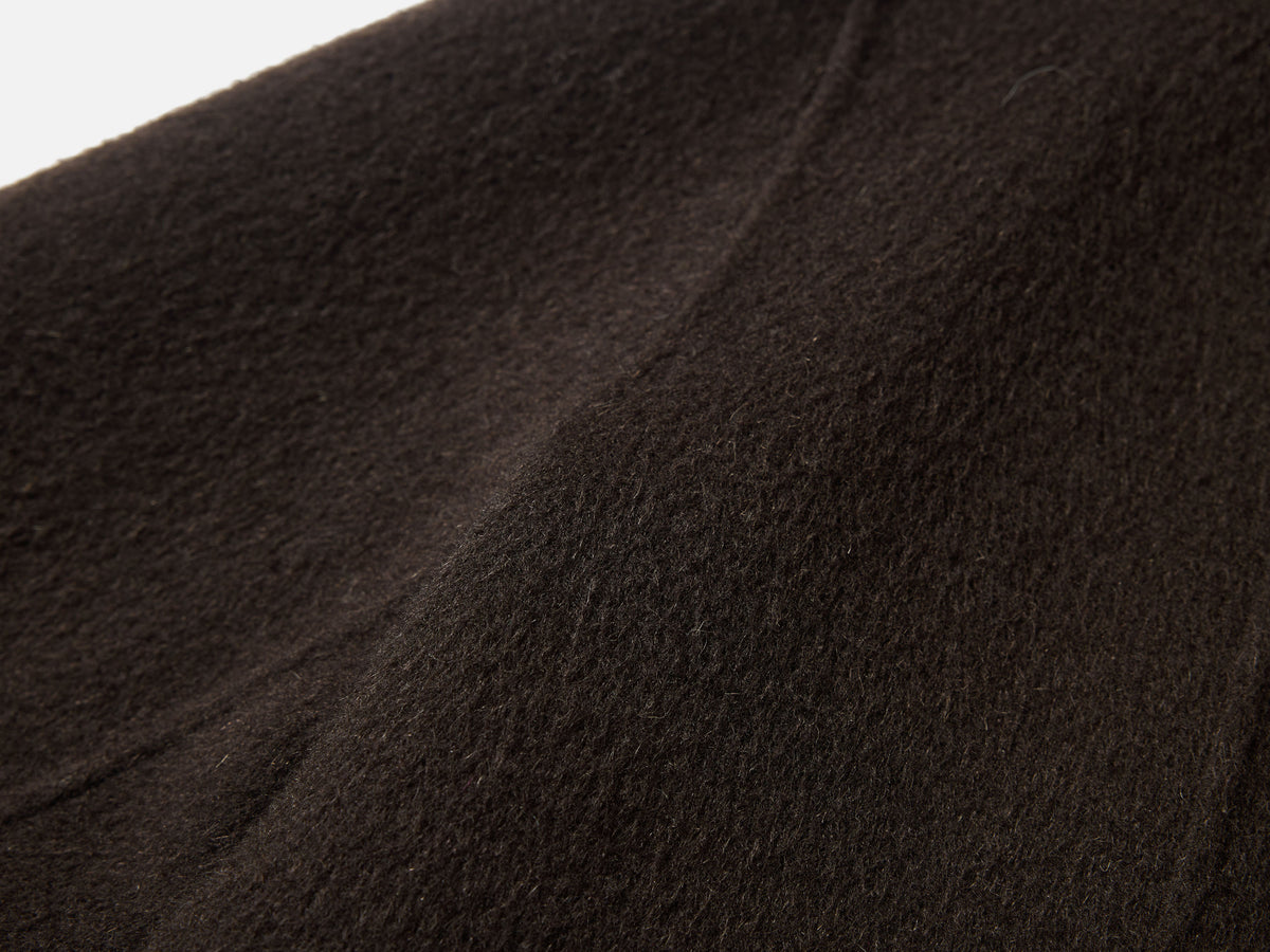 EP YAYING Silk-Wool Waisted Brown Tweed Mid-Length Coat