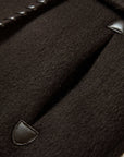EP YAYING Silk-Wool Waisted Brown Tweed Mid-Length Coat