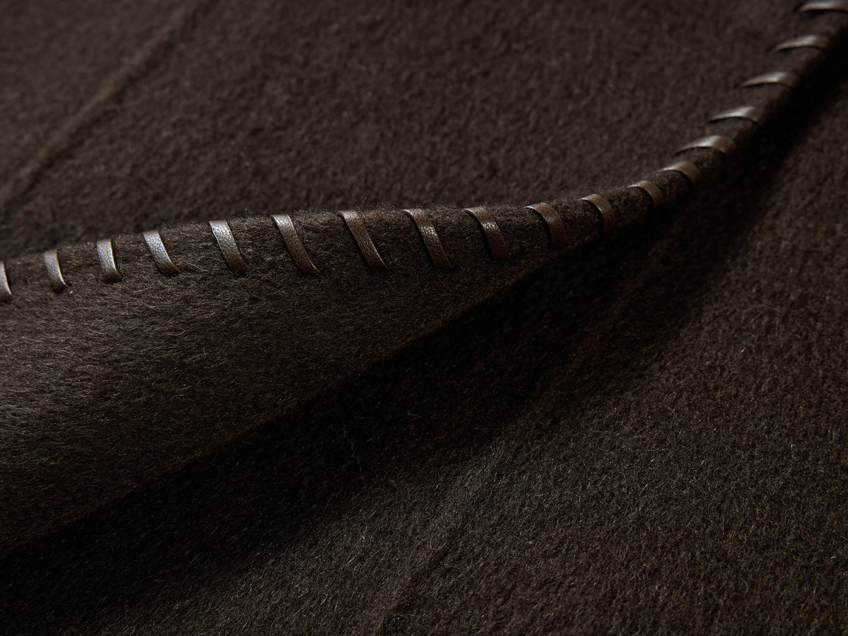 EP YAYING Silk-Wool Waisted Brown Tweed Mid-Length Coat