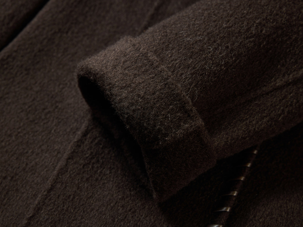 EP YAYING Silk-Wool Waisted Brown Tweed Mid-Length Coat