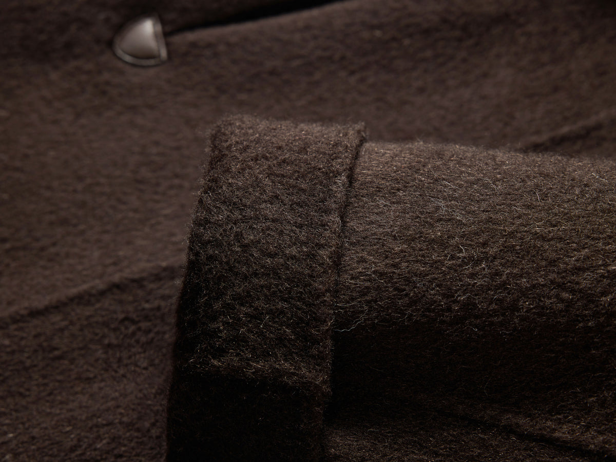 EP YAYING Silk-Wool Waisted Brown Tweed Mid-Length Coat