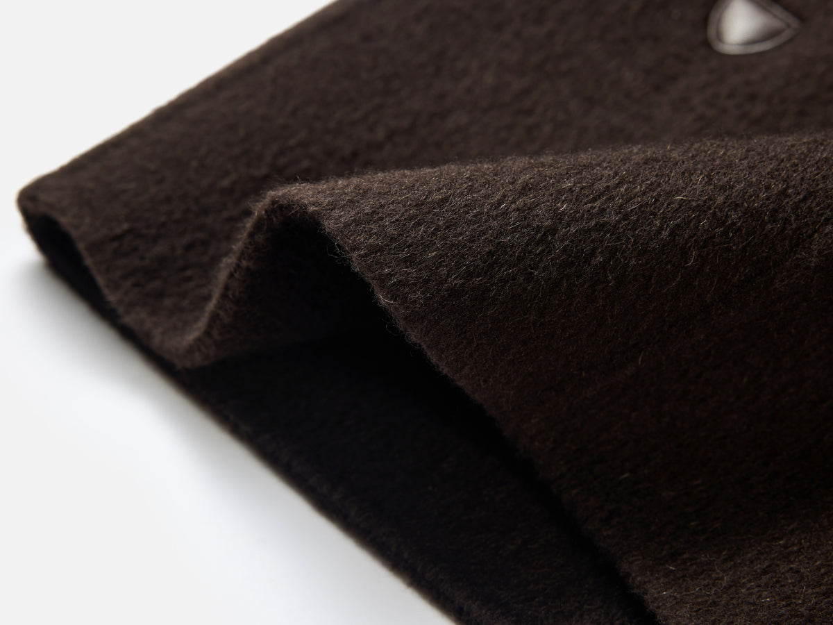 EP YAYING Silk-Wool Waisted Brown Tweed Mid-Length Coat
