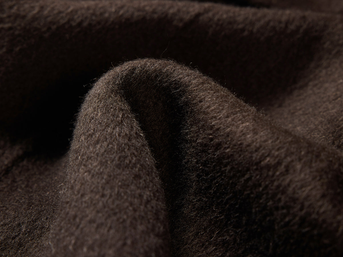 EP YAYING Silk-Wool Waisted Brown Tweed Mid-Length Coat