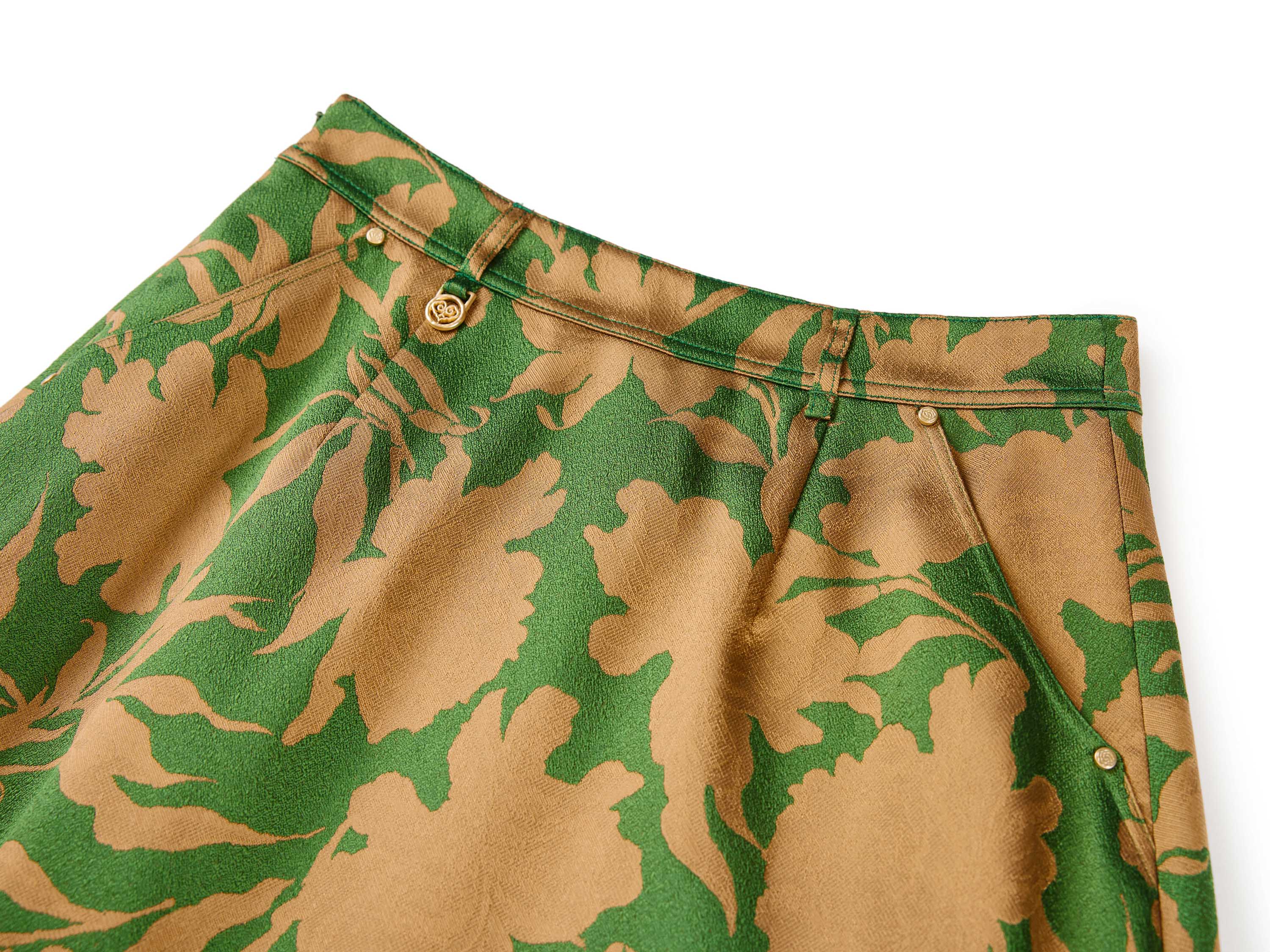 YAYING Green Floral Midi Skirt