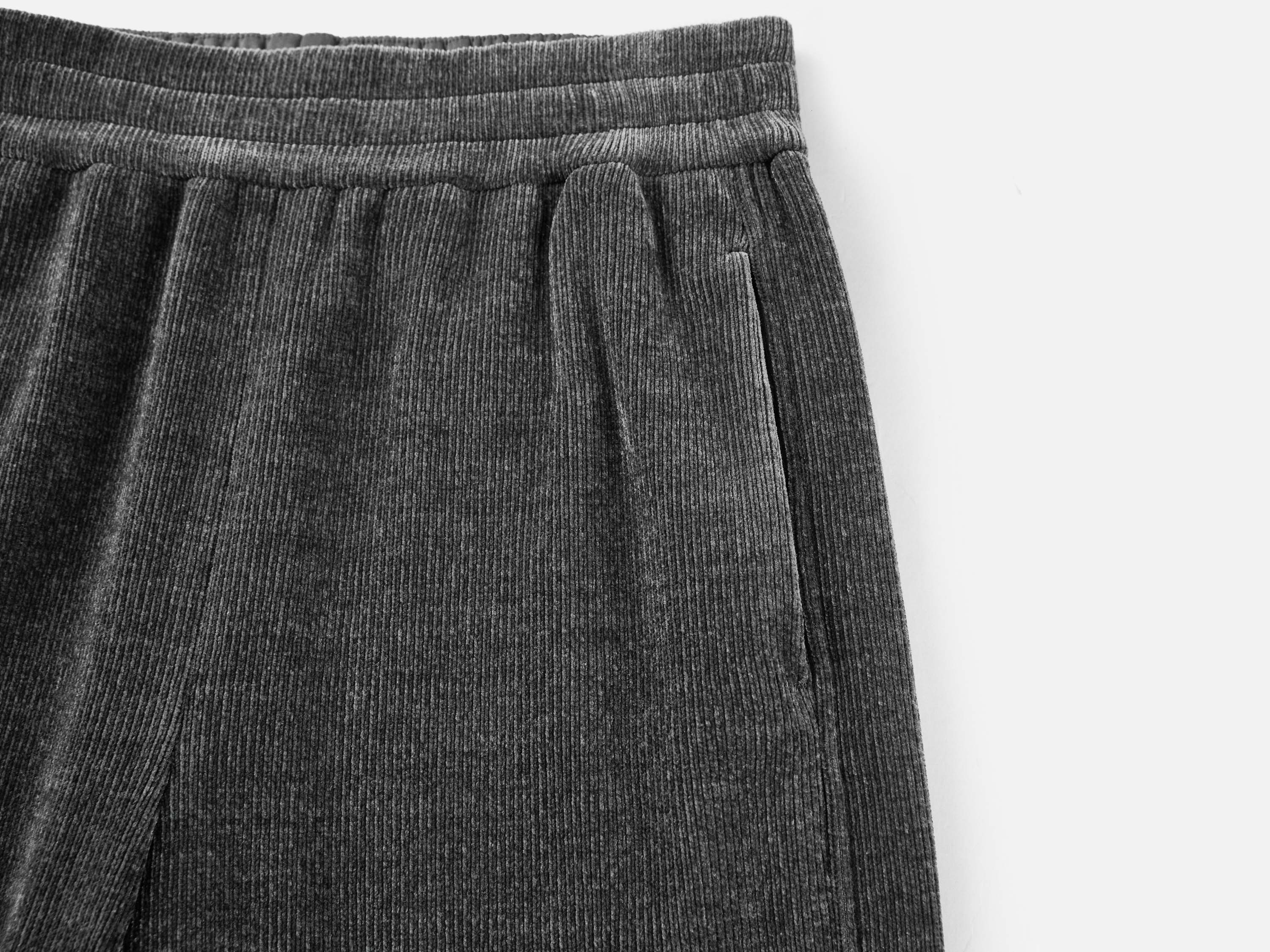EP YAYING Black Textured Fabric Pants