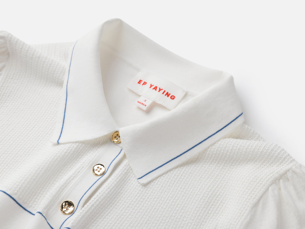 EP YAYING Minimalist Embroidered Polo Short-Sleeve Knit Top