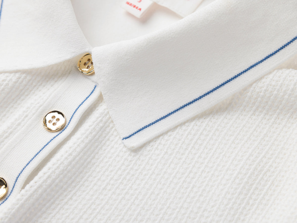 EP YAYING Minimalist Embroidered Polo Short-Sleeve Knit Top