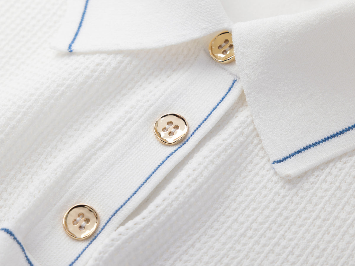 EP YAYING Minimalist Embroidered Polo Short-Sleeve Knit Top