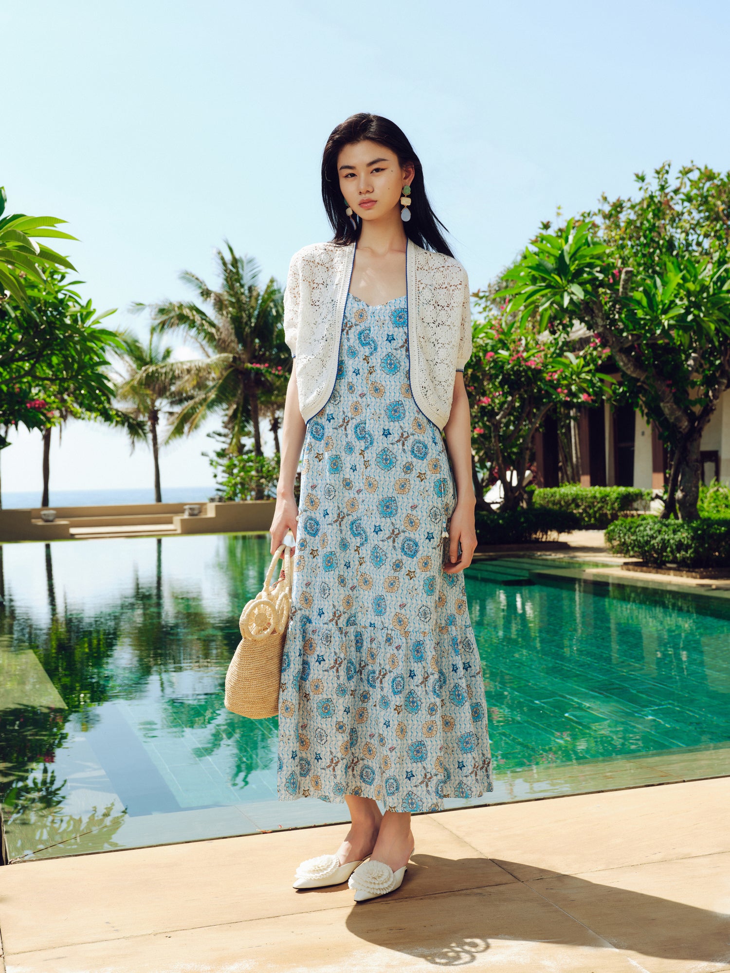EP YAYING Mulberry Silk Floral Suspenders Dress
