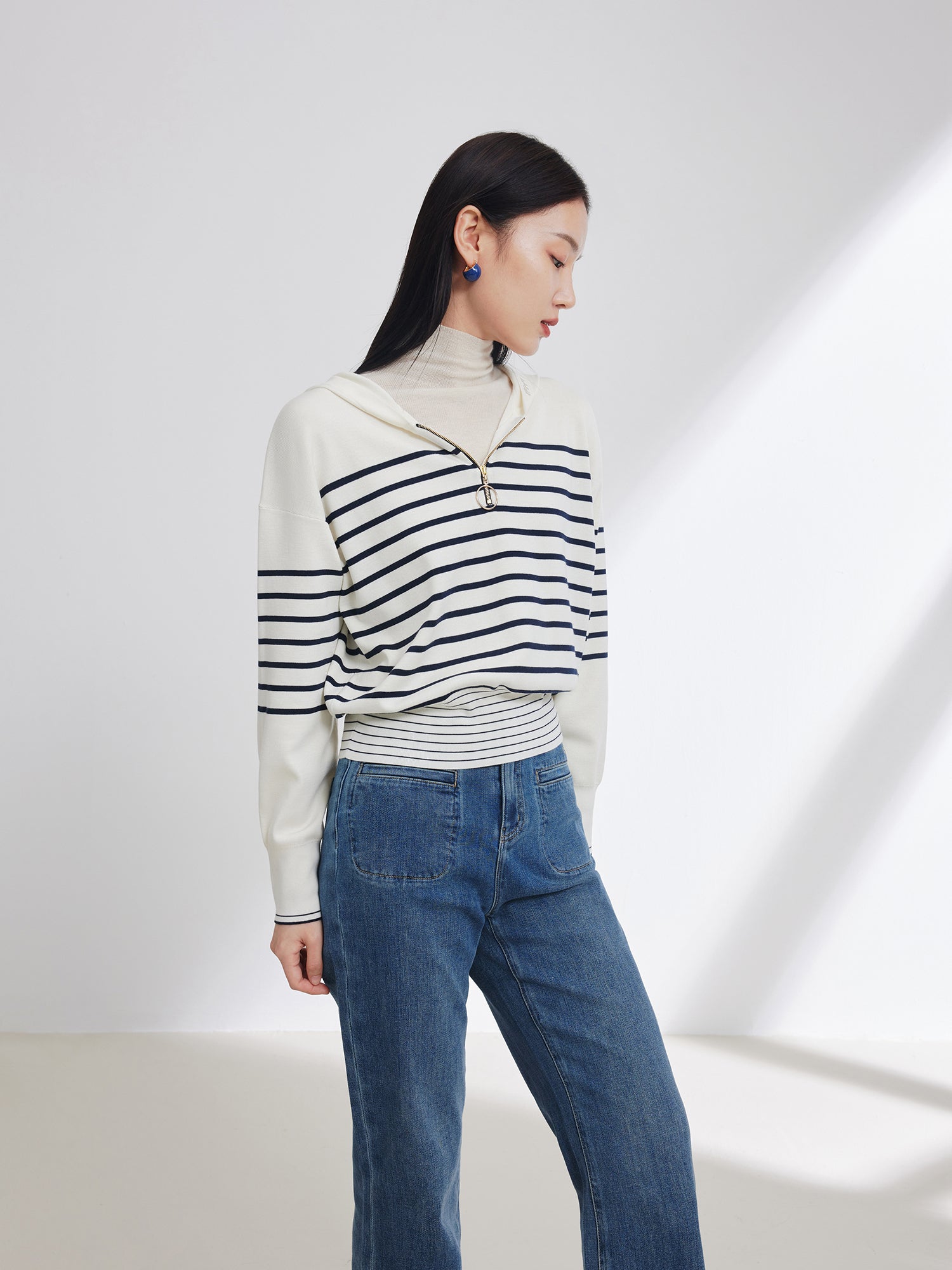 EP YAYING Stripe Patchwork Knit