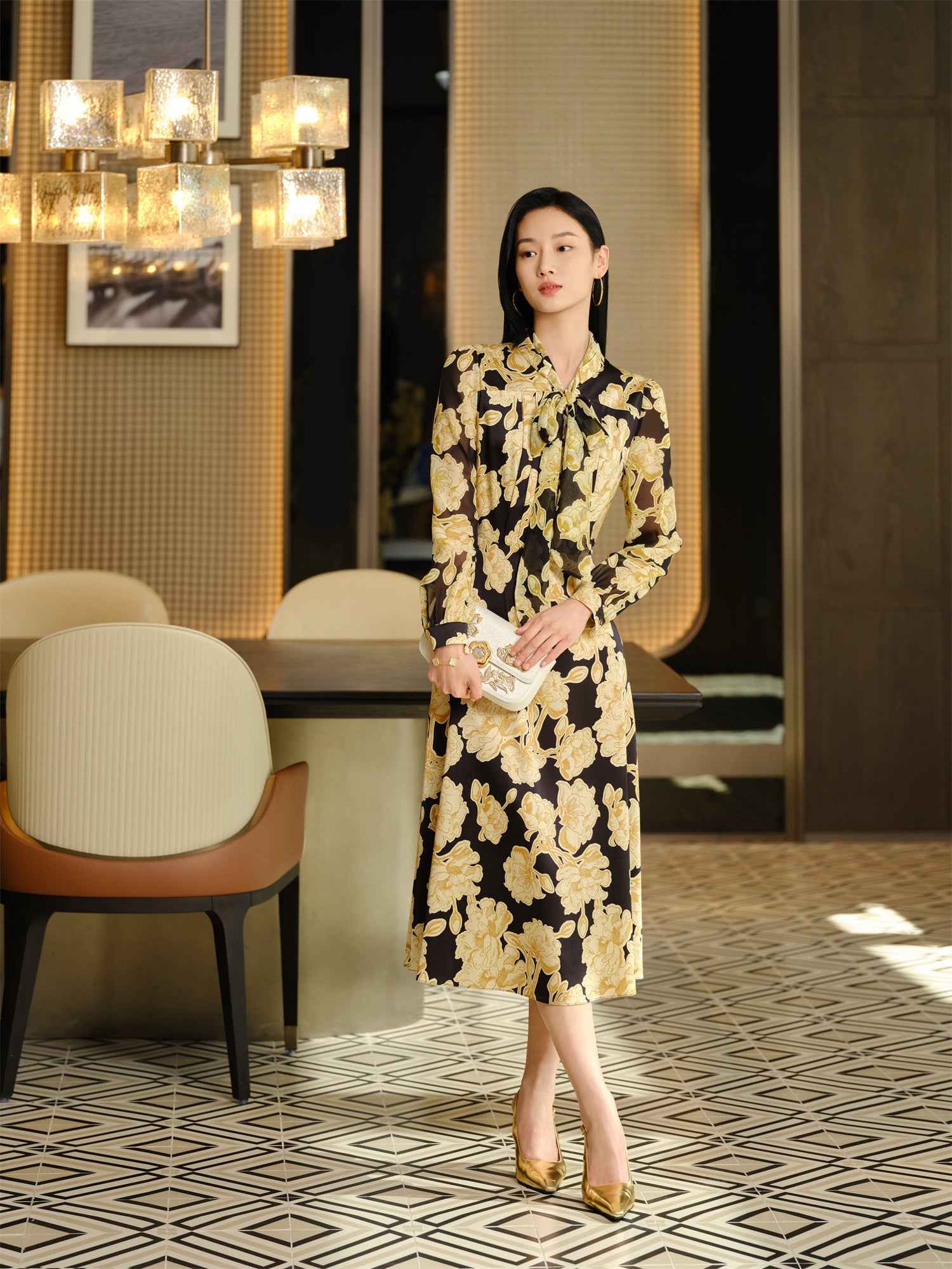 YAYING Printed Mulberry Silk Dress