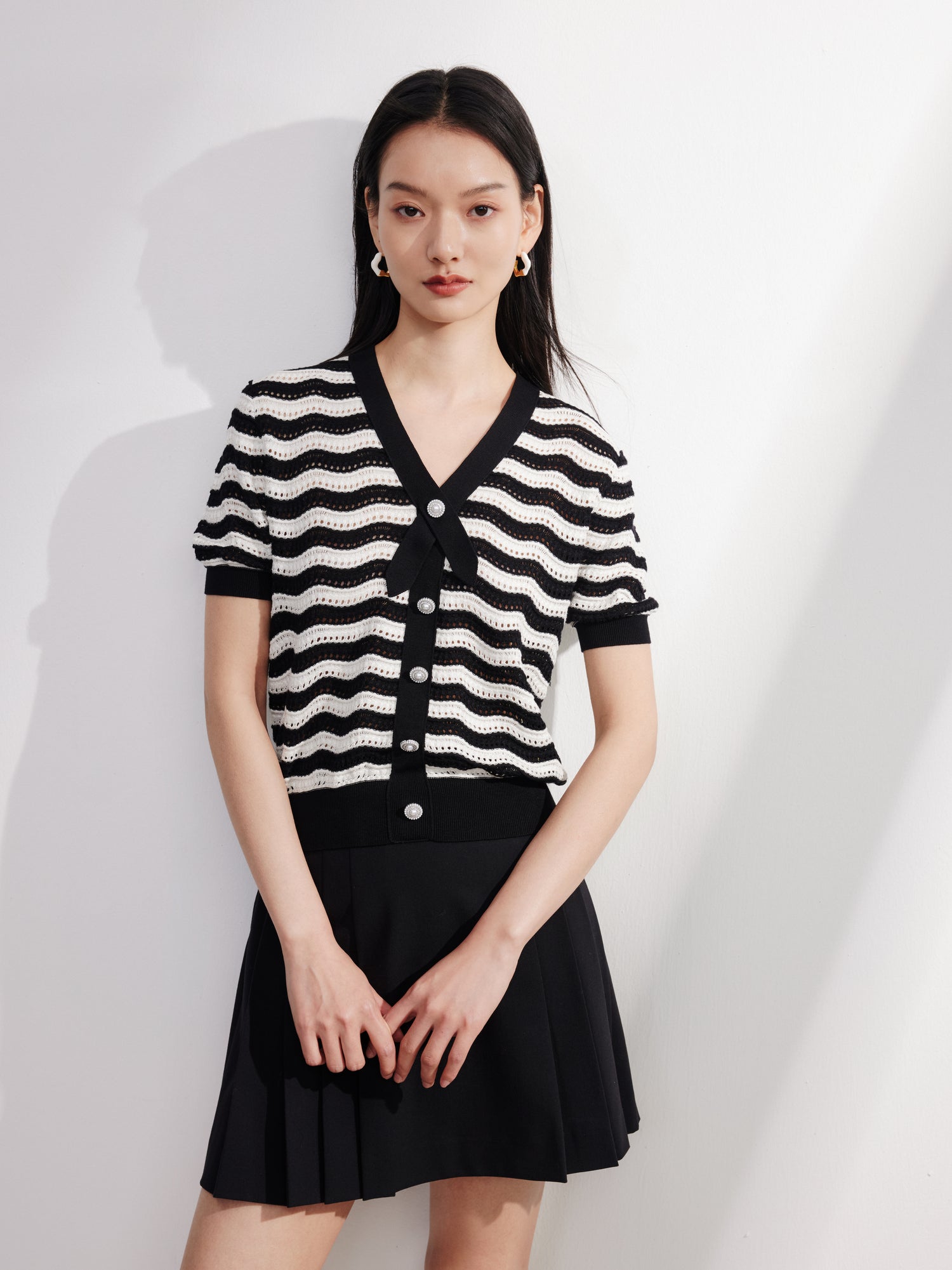 EP YAYING Hollow Striped Knitwear
