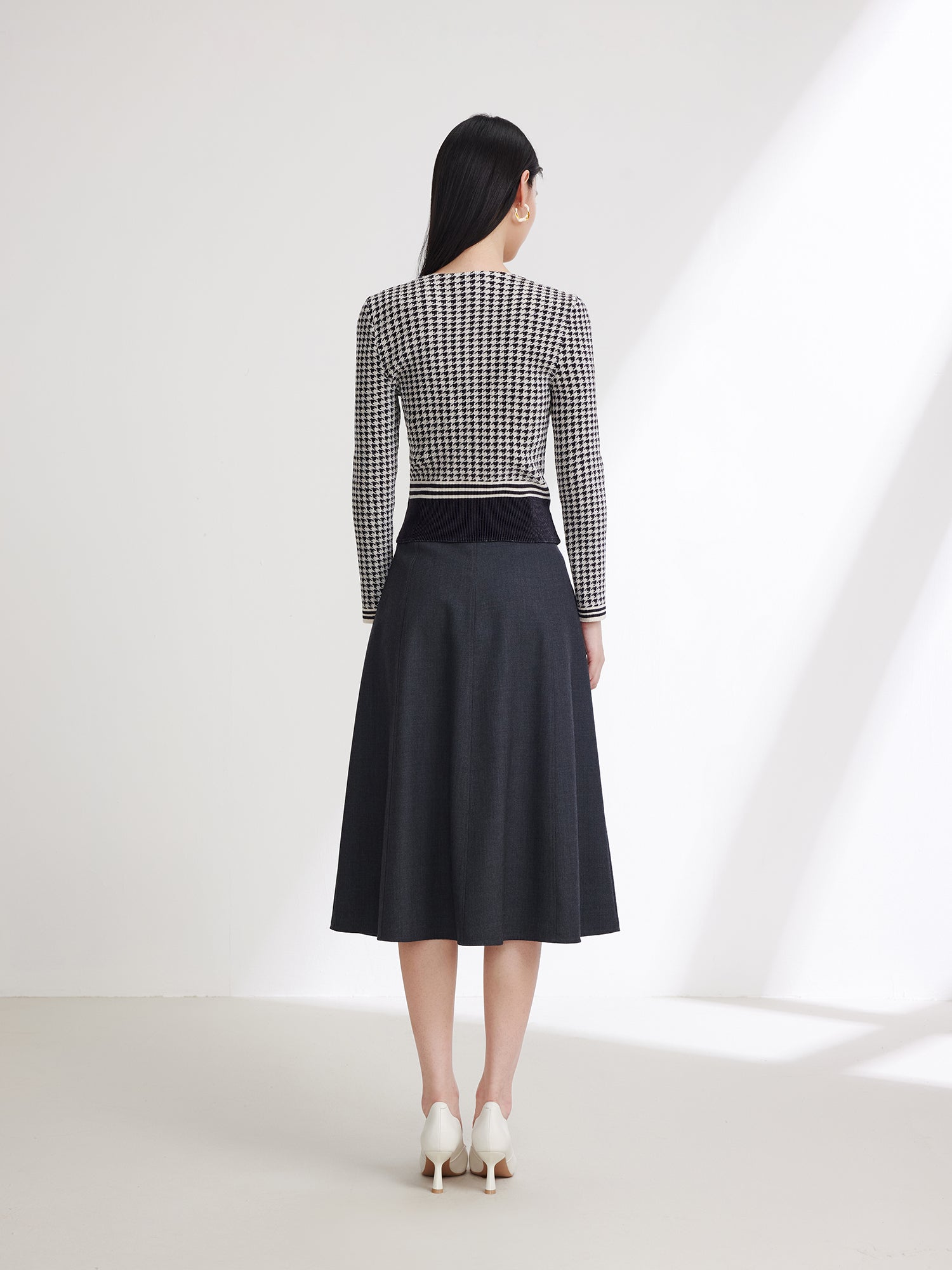 EP YAYING Printed Pleated Slim Shirt