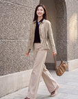 EP YAYING 100% Linen Notched-Lapel Waist-Defined Jacket