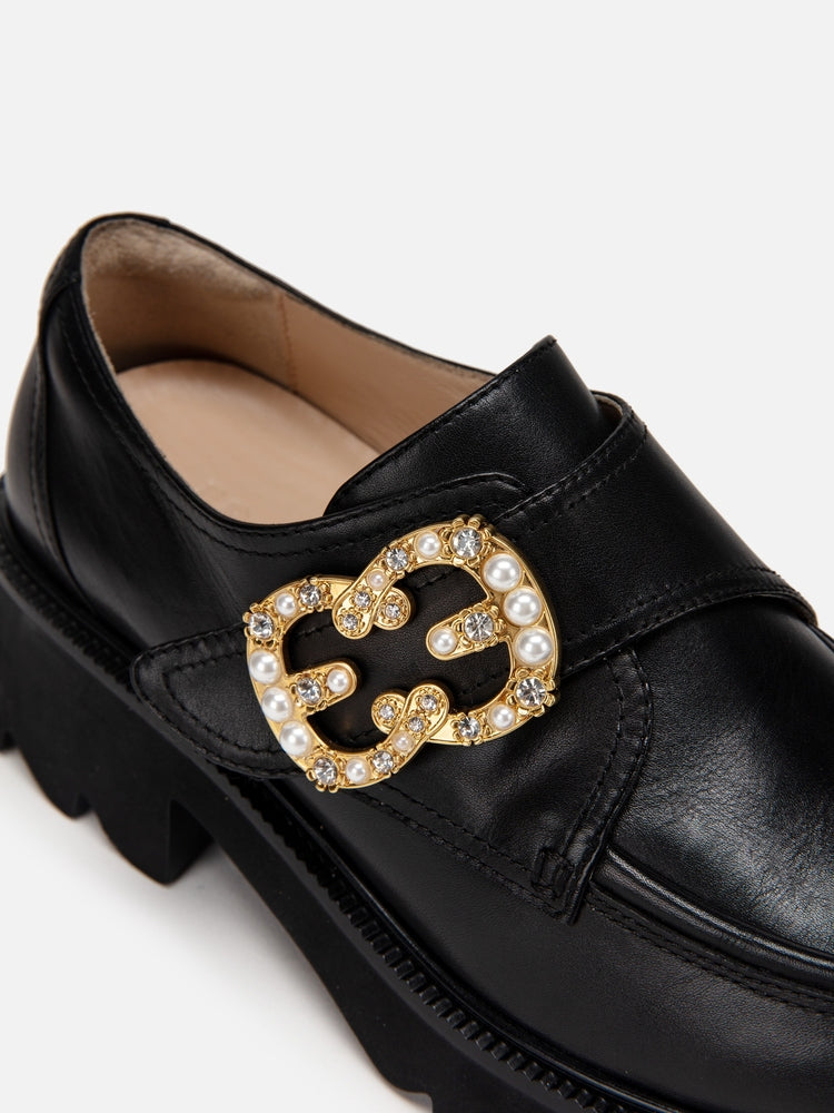 EP YAYING Double E Buckle Low-heeled Loafers for a Youthful Look" EAIALXE03AH