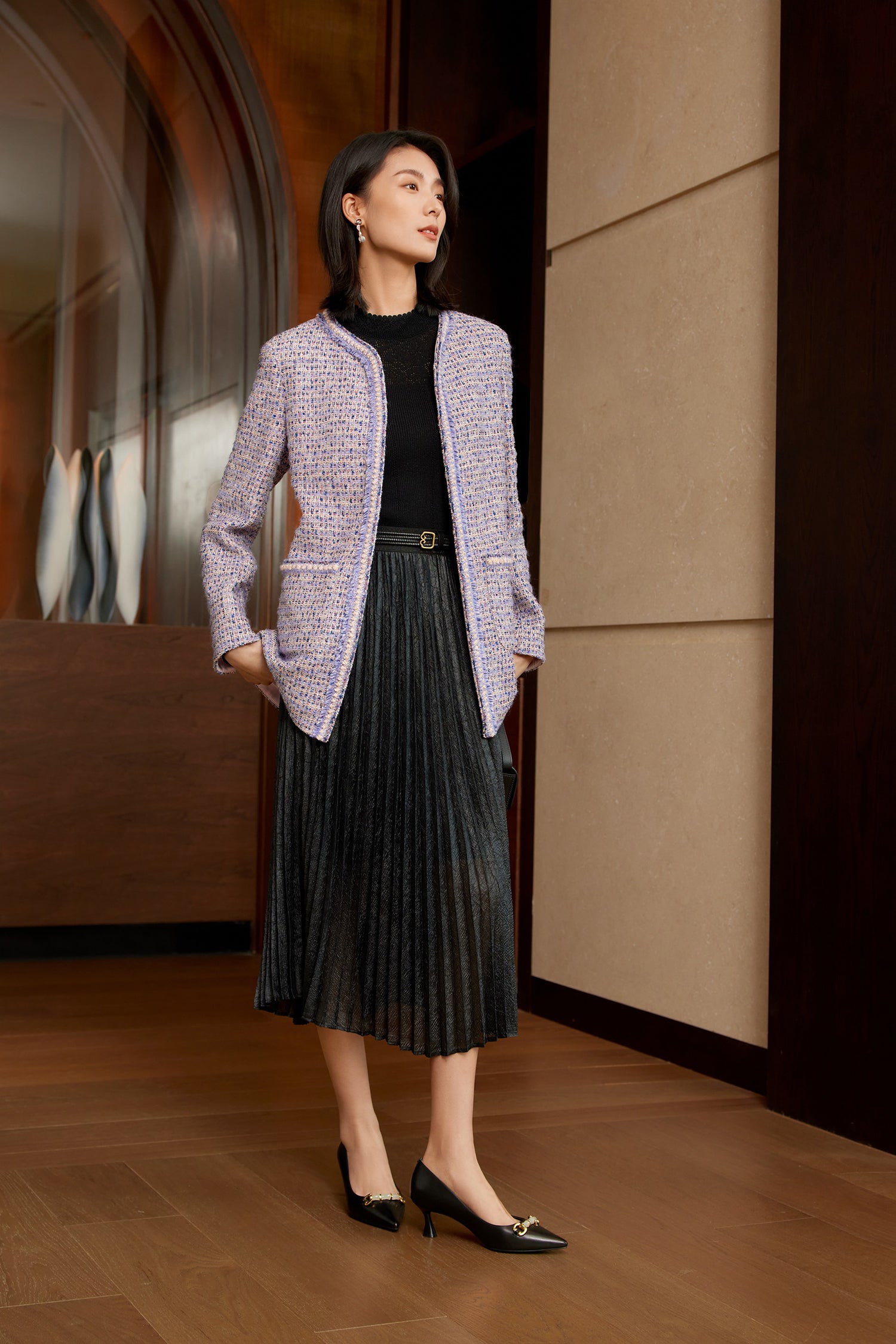 YAYING Pleated Midi Skirt