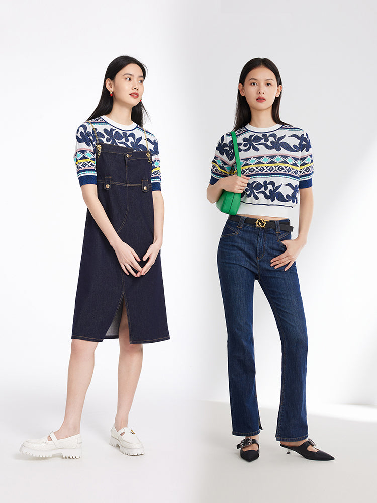 EP YAYING Round Neck Knitted Sweater