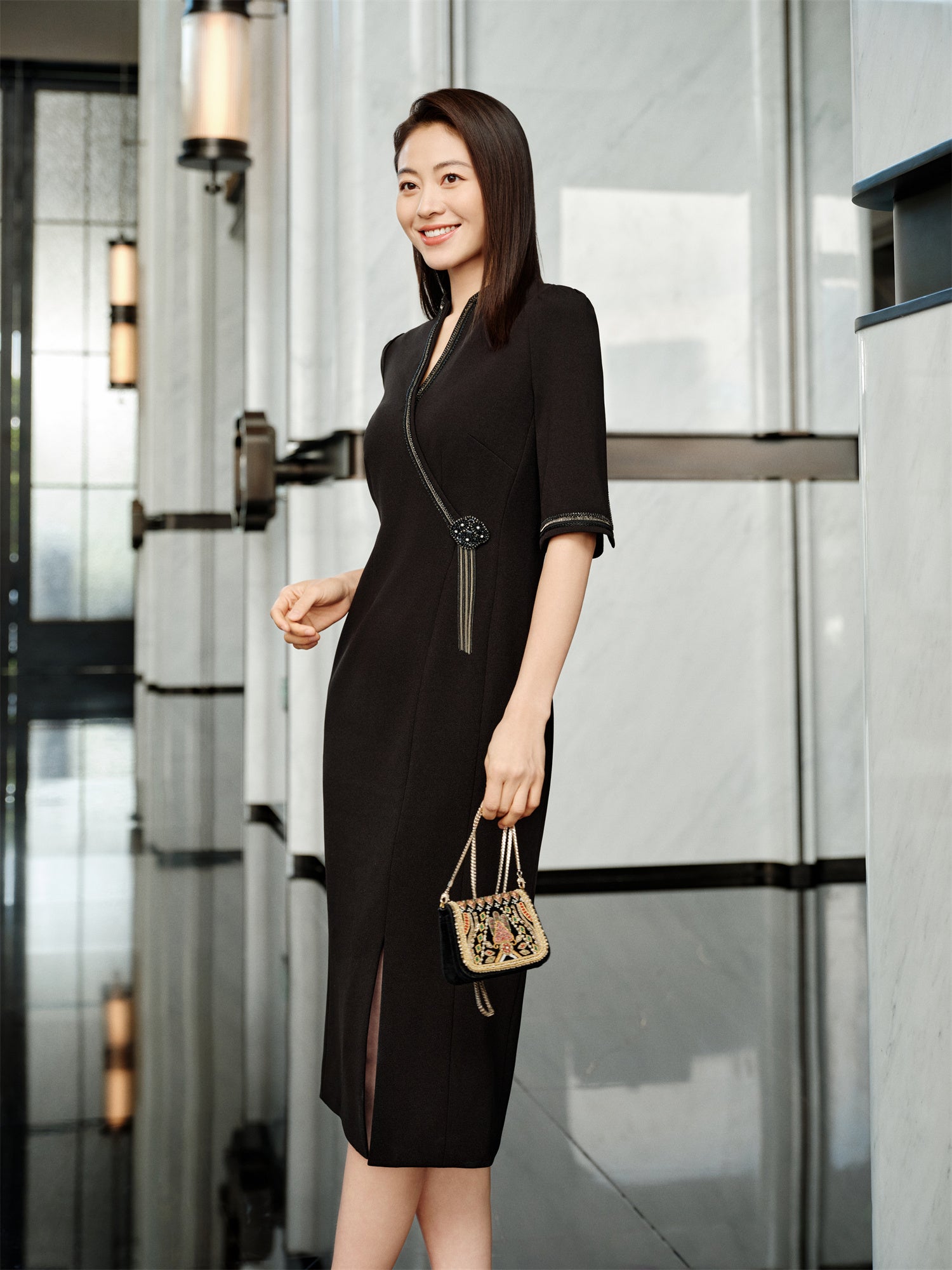 YAYING Chinese Style Waist-Cinched Dress