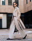 EP YAYING Long Khaki Twill Trench Coat EGLAW7402A