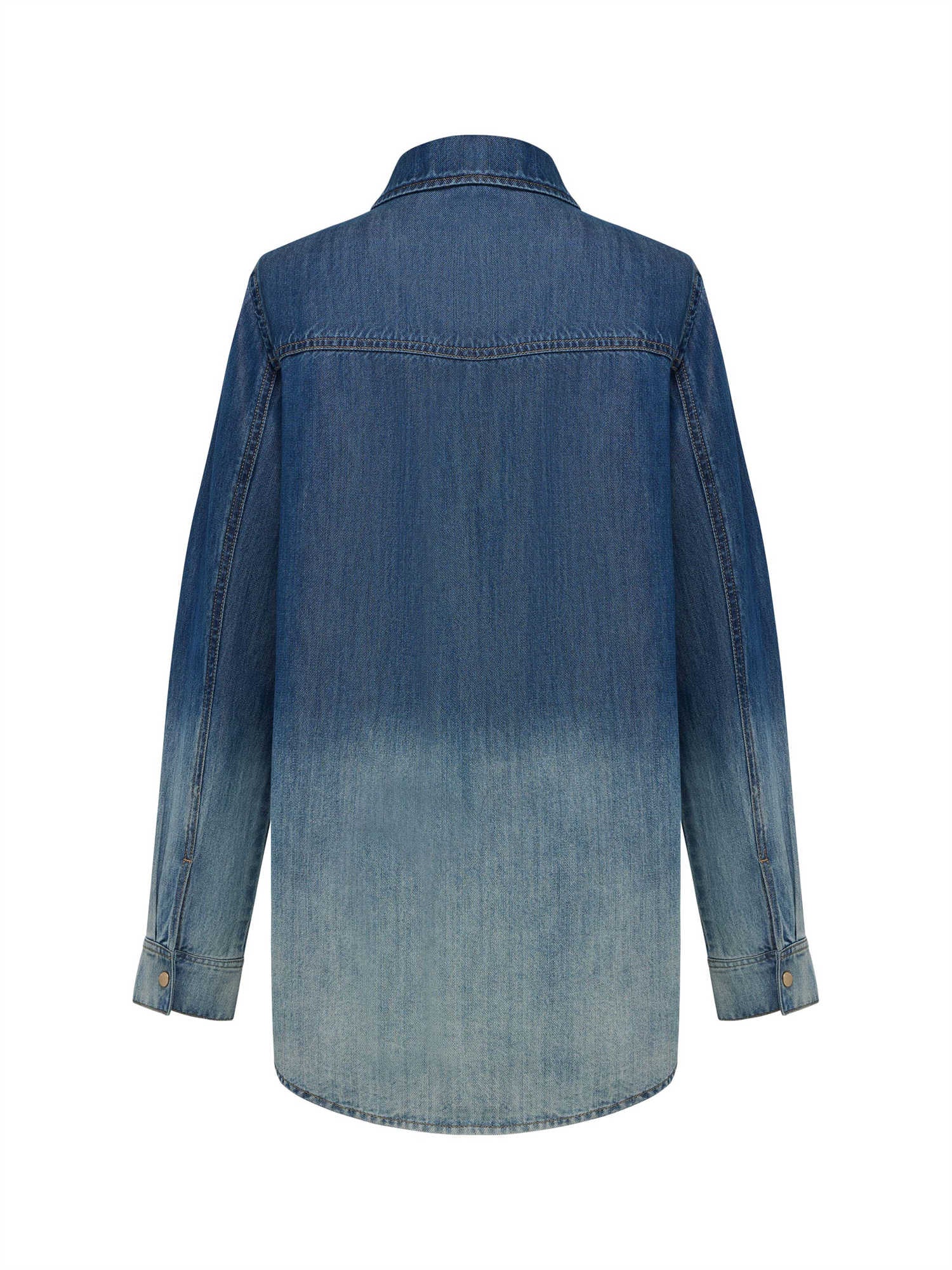 EP YAYING Rhinestone Embellished Denim Shirt