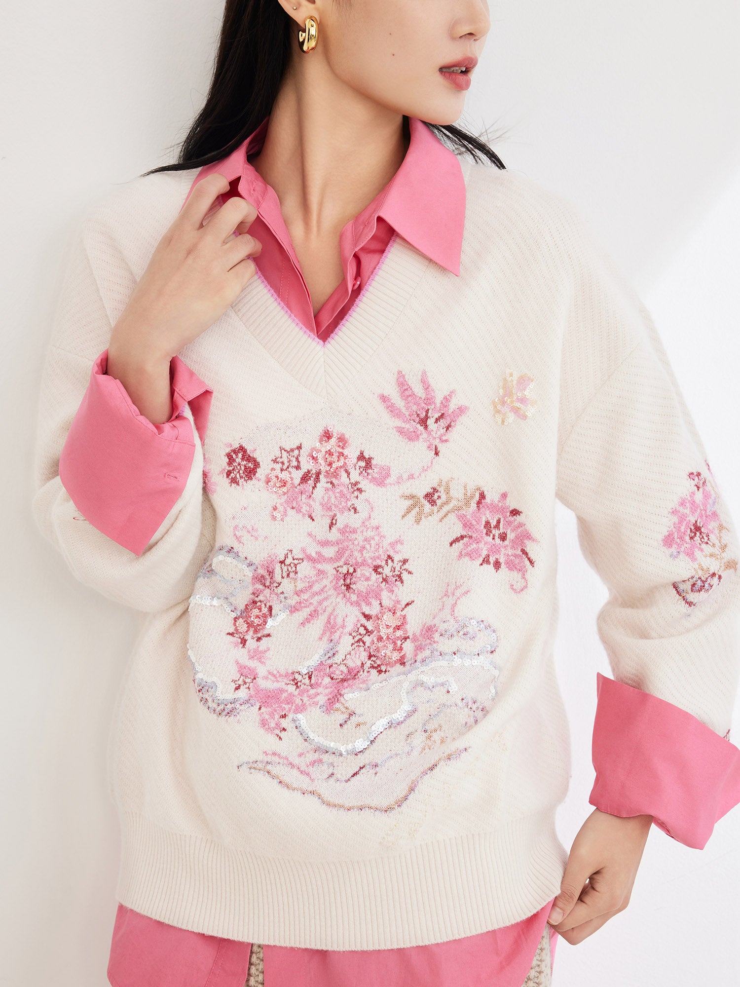 EP YAYING Relaxed Fit Wool Knit Sweater