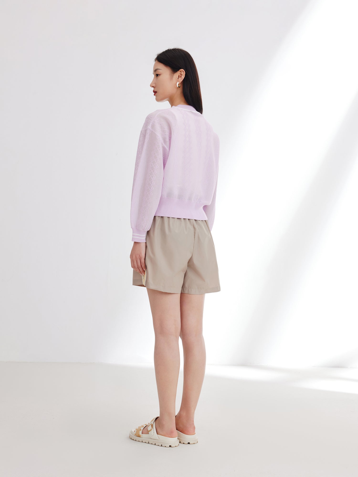 EP YAYING Cotton Acetic Acid Knit Jacket