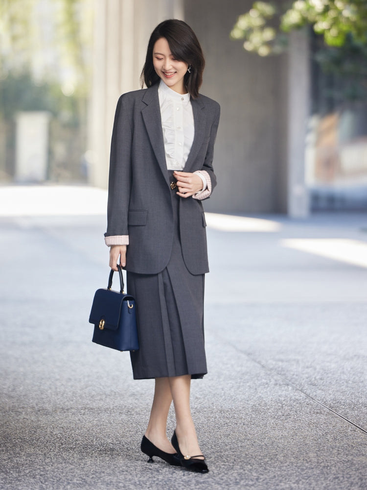 EP YAYING  Gray Wool Blazer