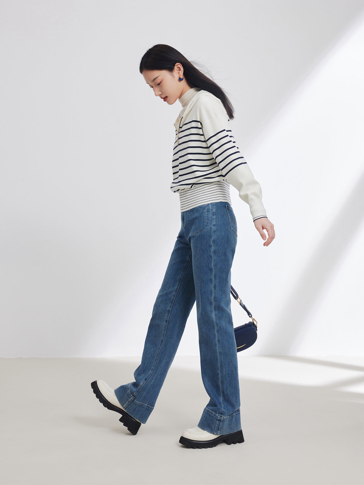 EP YAYING Stripe Patchwork Knit