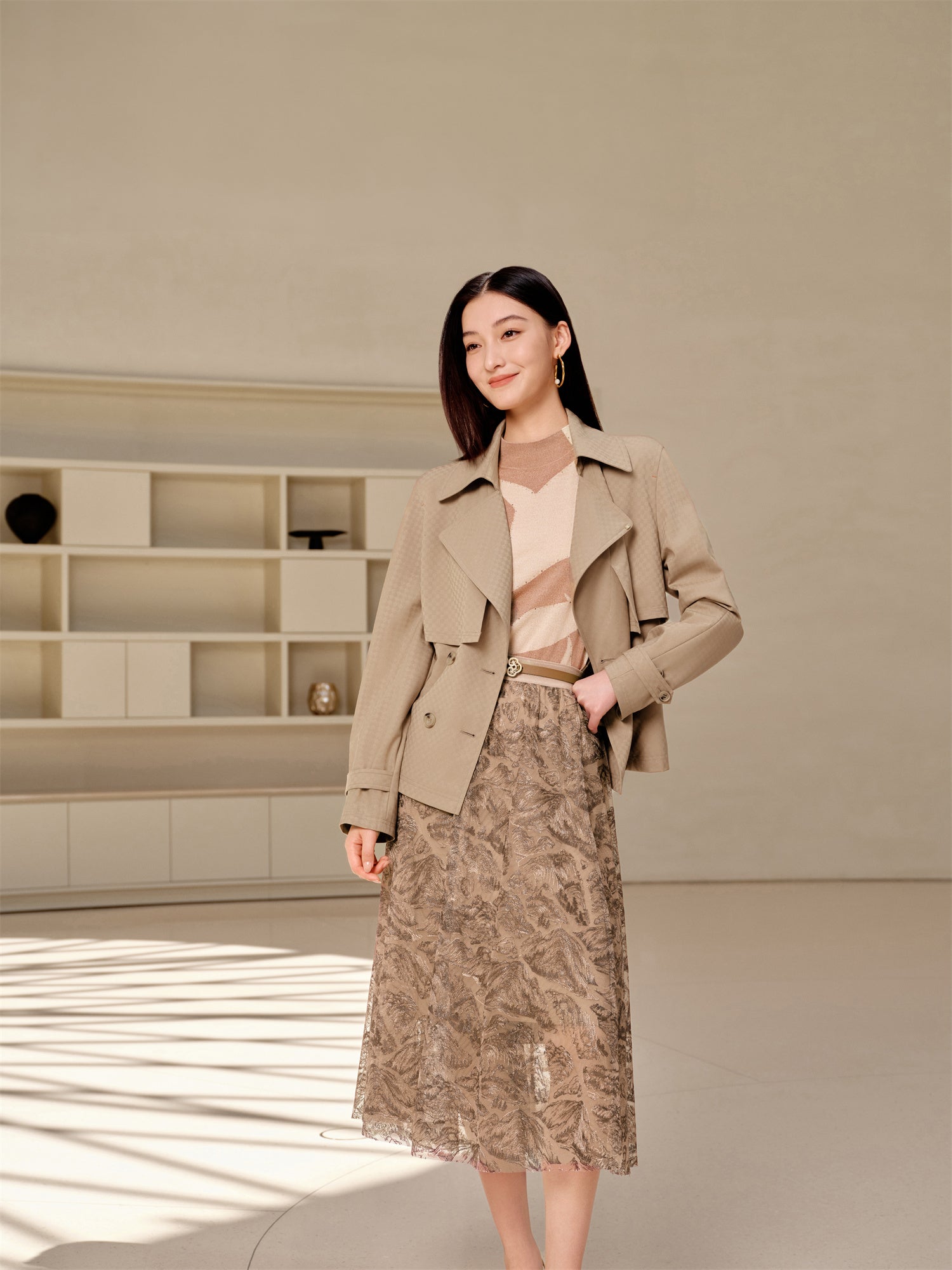 YAYING Wool Short Trench Coat