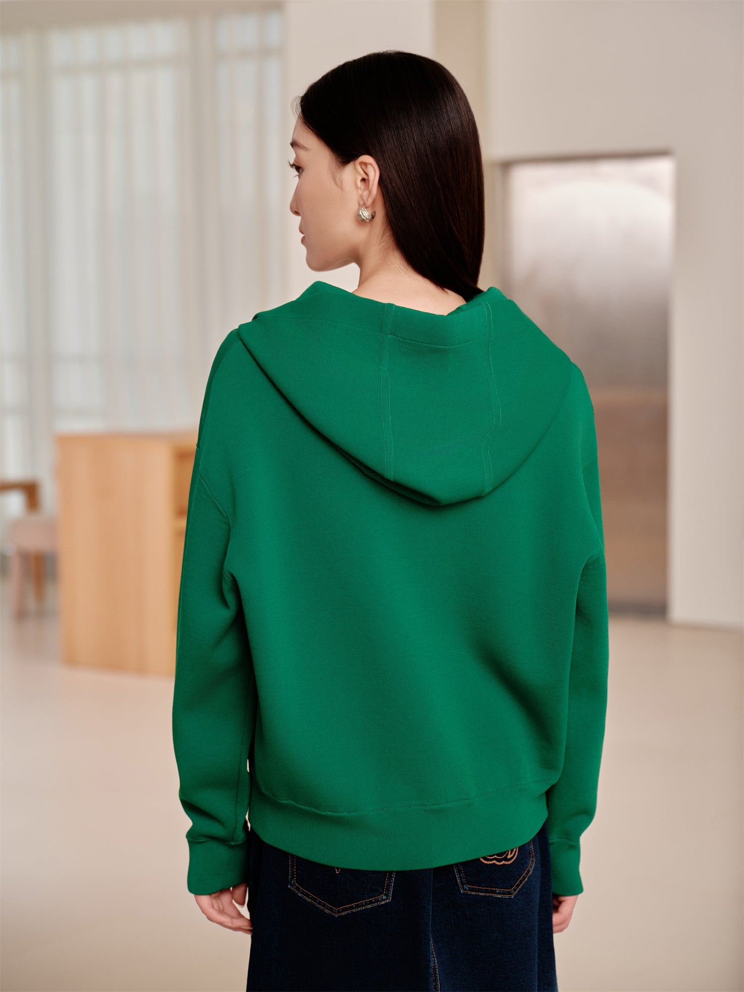 YAYING Printed Loose Hooded Sweatshirt