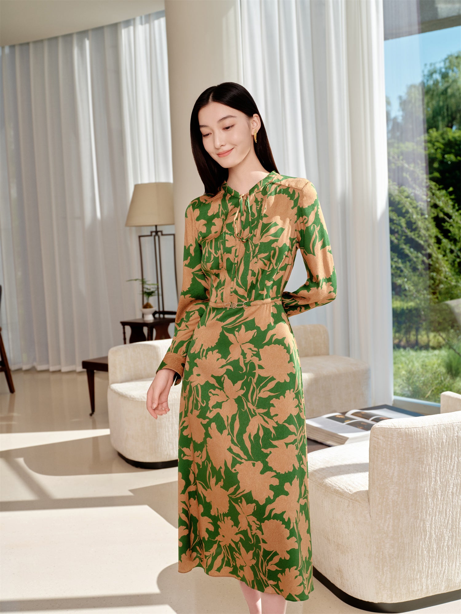 YAYING Chinese Style Waist-Cinched Dress