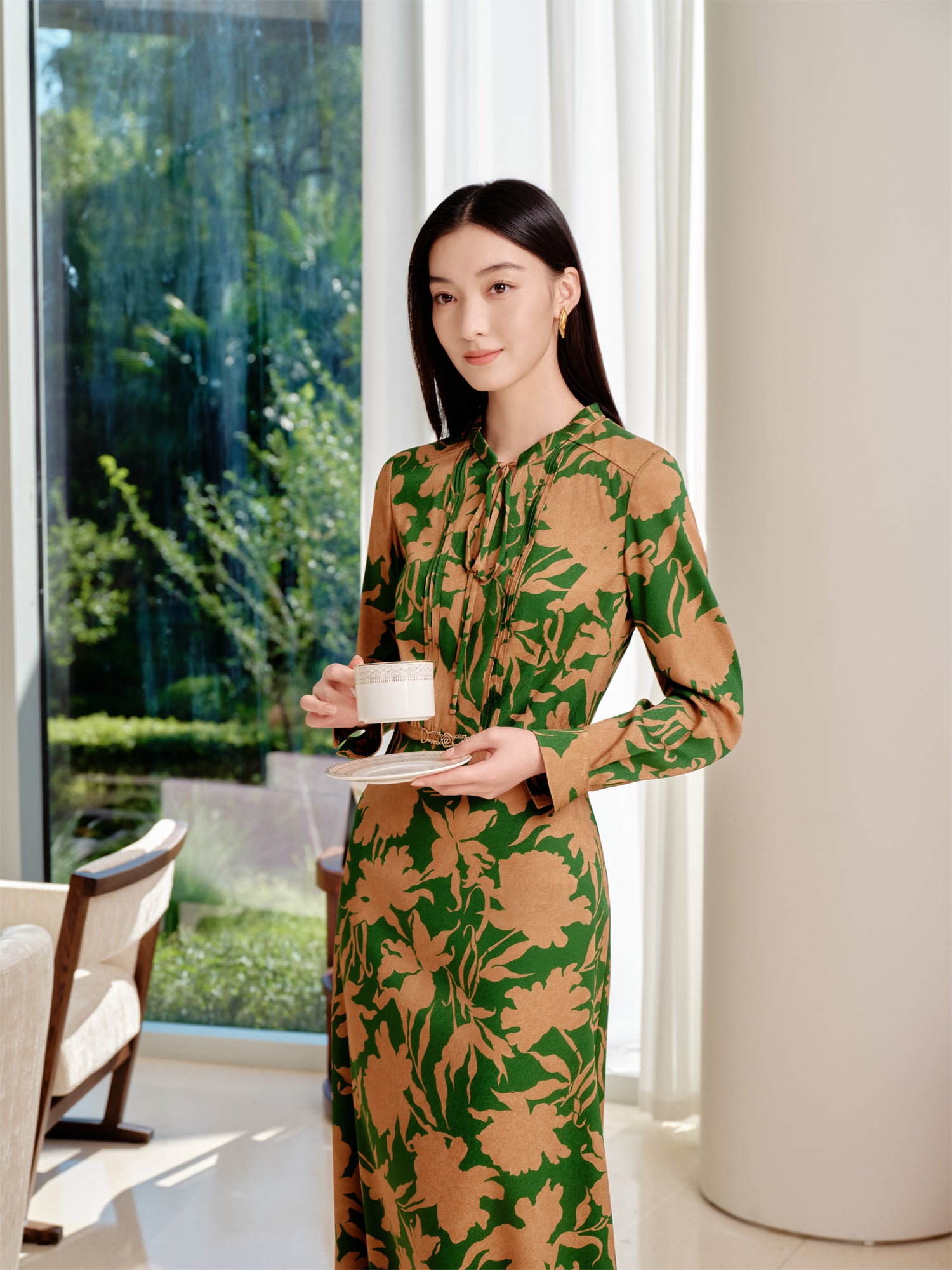 YAYING Chinese Style Waist-Cinched Dress