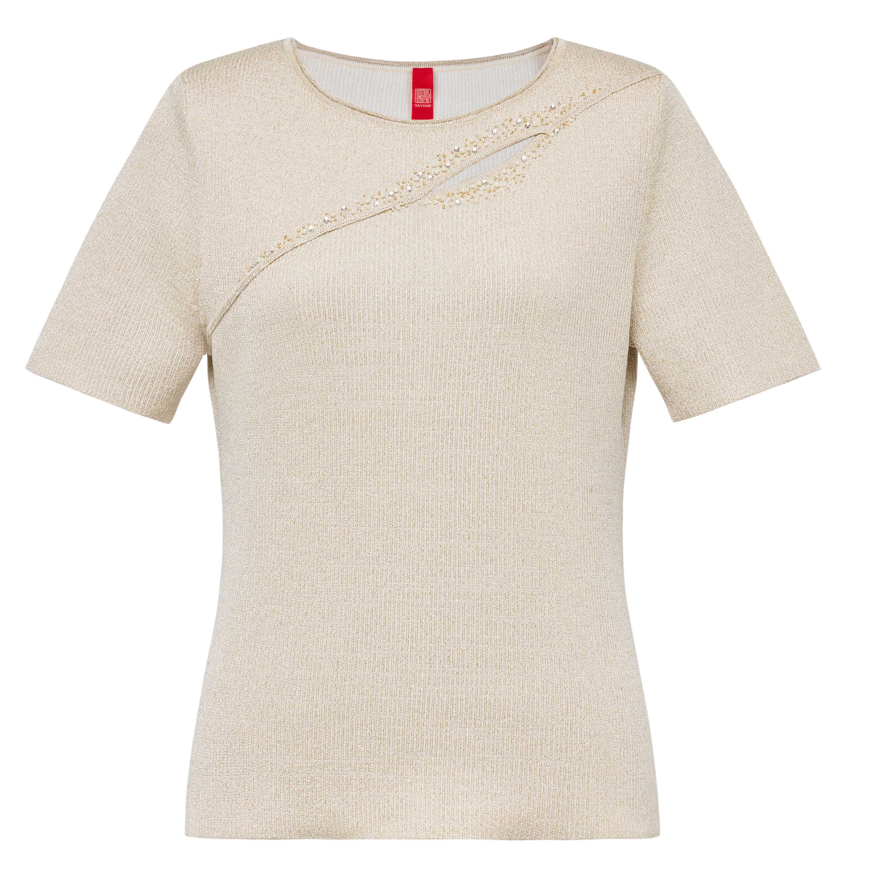 YAYING Beige Embellished Knit Top