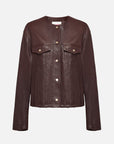 EP YAYING Leather Round Neck Leather Jacket