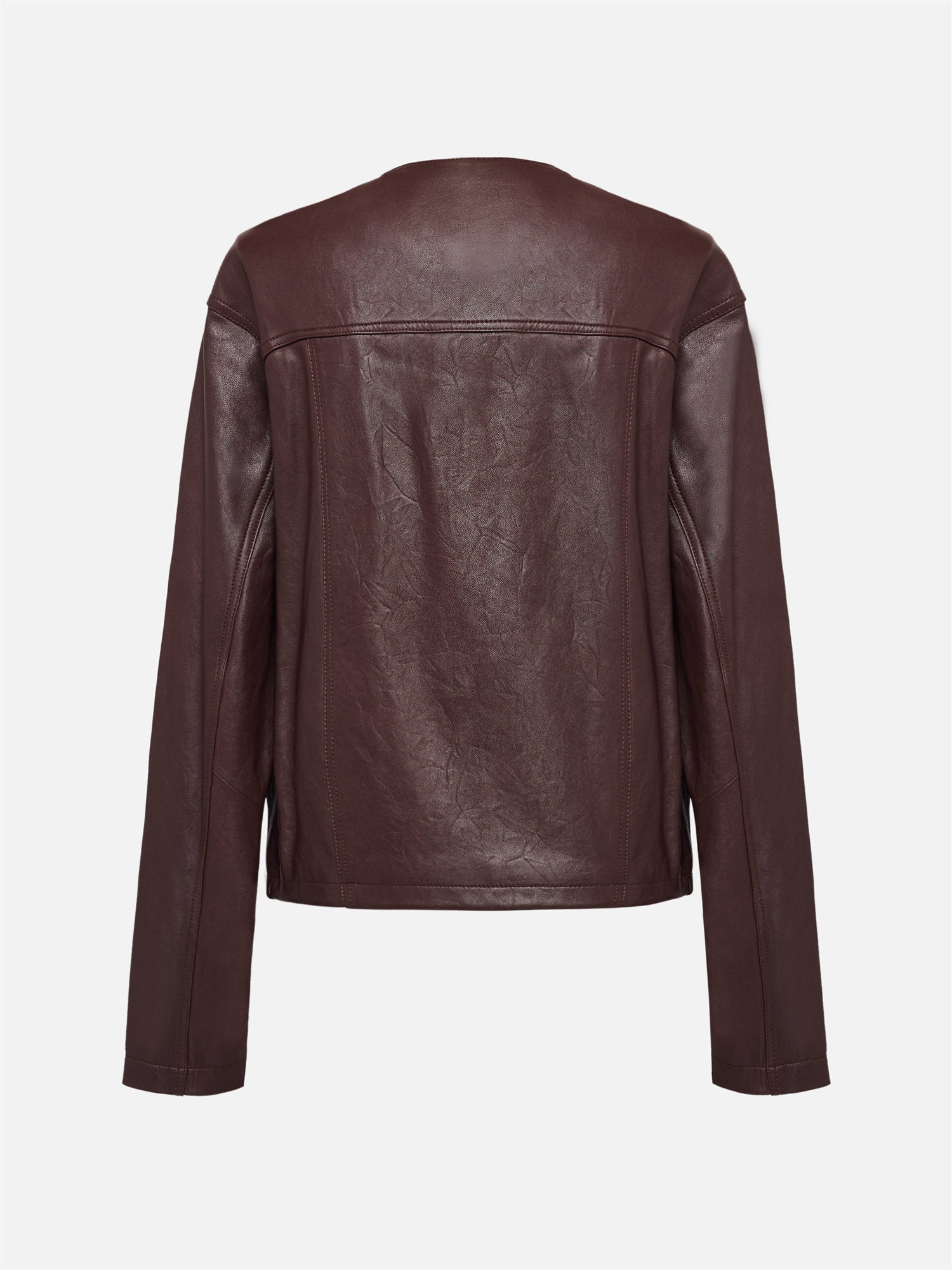 EP YAYING Leather Round Neck Leather Jacket