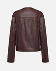 EP YAYING Leather Round Neck Leather Jacket